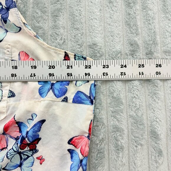 St. Johns Bay Butterfly Print Womens XL Sleeveless Summer Button-Up Cotton Top - Picture 4 of 8
